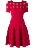 Alaïa Flared Dots Dress, Women's, Size: 40, Red, Viscose/polyester/cotton/viscose