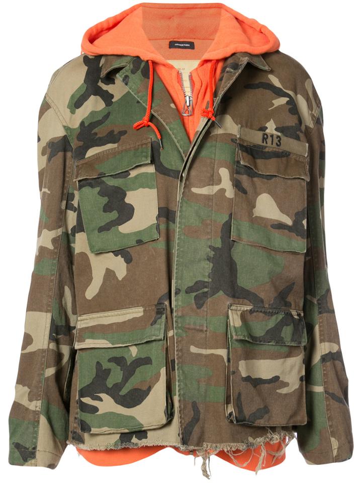 R13 Oversized Camouflage Jacket - Green