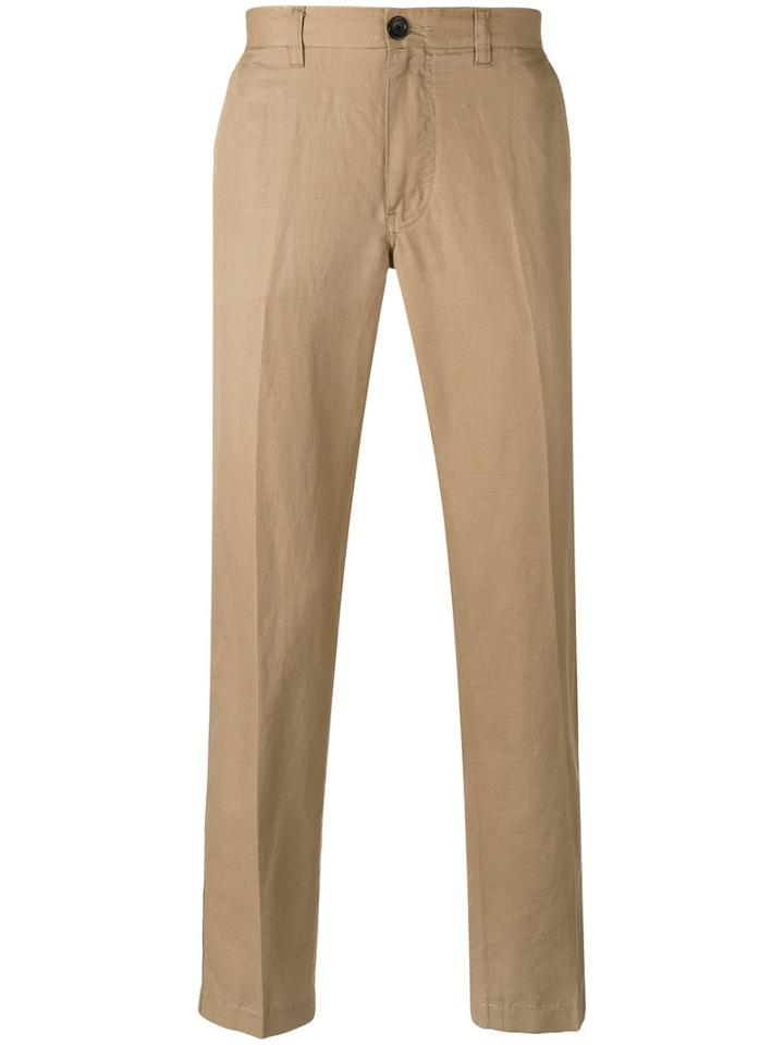 Ps By Paul Smith - Slim Fit Trousers - Men - Cotton/linen/flax - 38/32, Nude/neutrals, Cotton/linen/flax