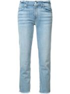 7 For All Mankind Frayed Trim Jeans, Women's, Size: 27, Blue, Cotton/spandex/elastane/polyester