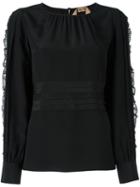 No21 Lace-trim Blouse, Women's, Size: 44, Black, Silk