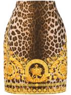 Versace Vintage Leopard Barocco Print Skirt - Yellow & Orange