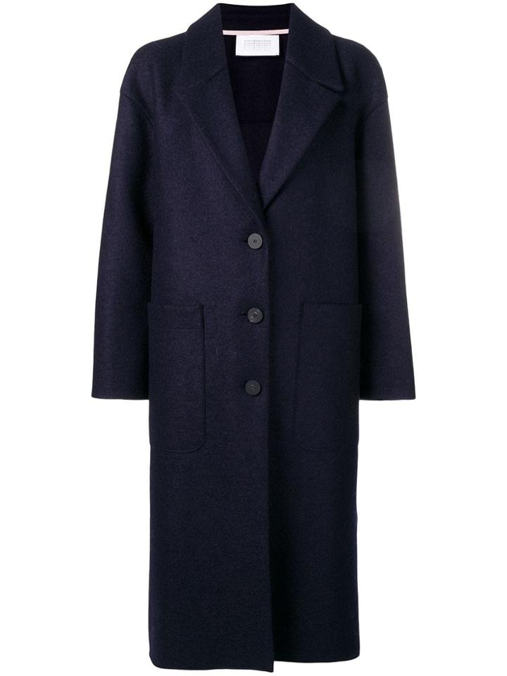 Harris Wharf London Buttoned Up Coat - Blue