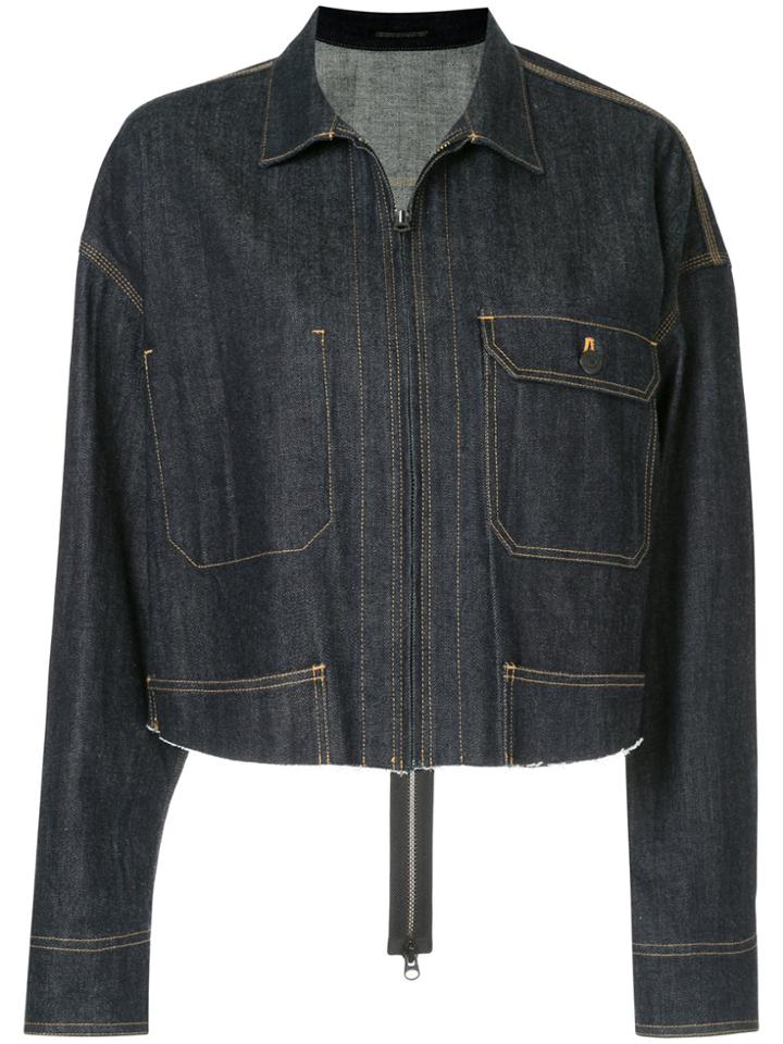 Yohji Yamamoto Cropped Denim Jacket - Blue