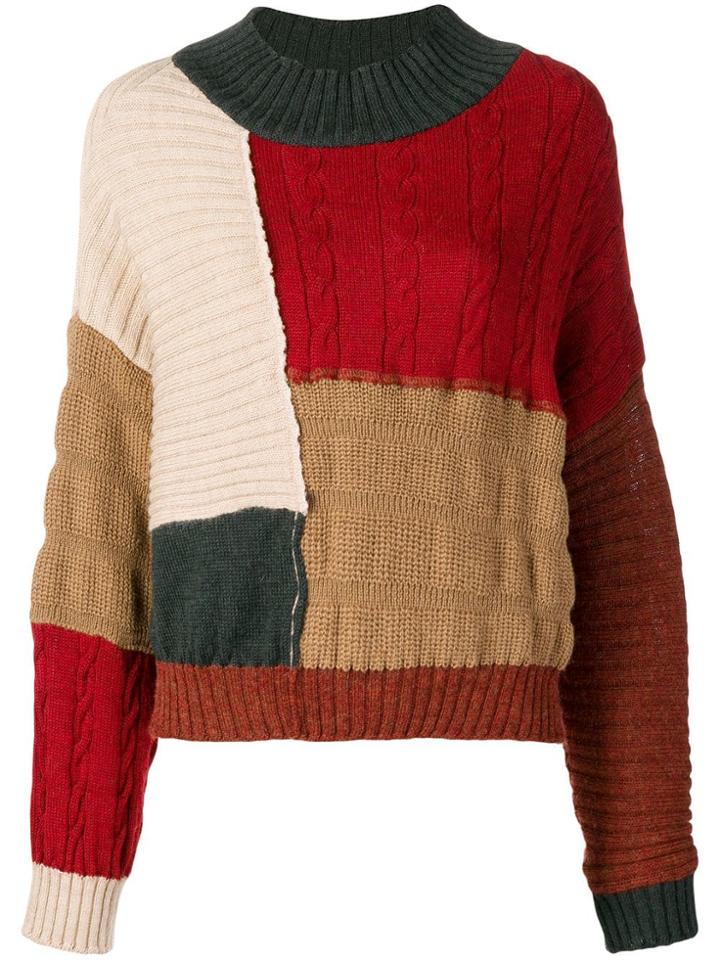 Miaoran Colour-block Jumper - Red