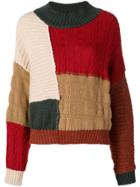 Miaoran Colour-block Jumper - Red