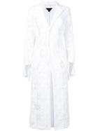 Comme Des Garçons Brocade Embroidery Long Coat - White
