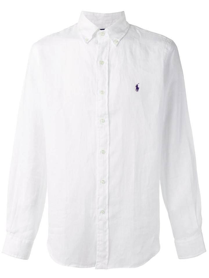 Polo Ralph Lauren Embroidered Logo Shirt, Men's, Size: Medium, White, Linen/flax