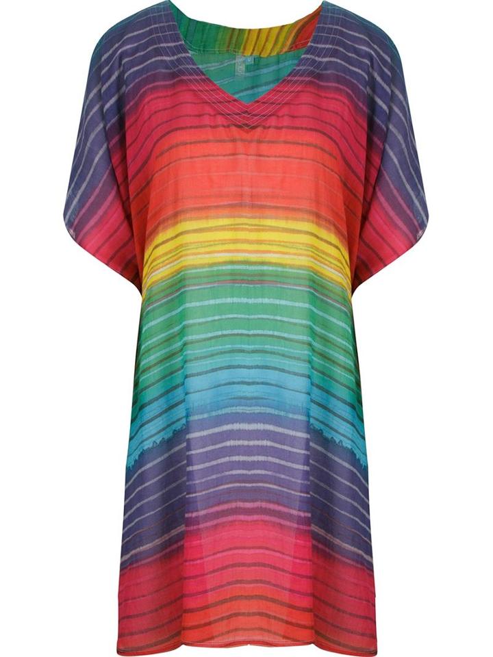 Sub V-neck Kaftan, Women's, Pink/purple, Cotton
