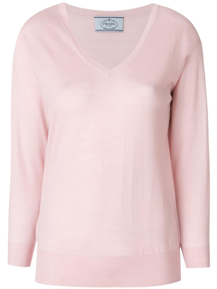 Prada V-neck Sweater - Pink & Purple