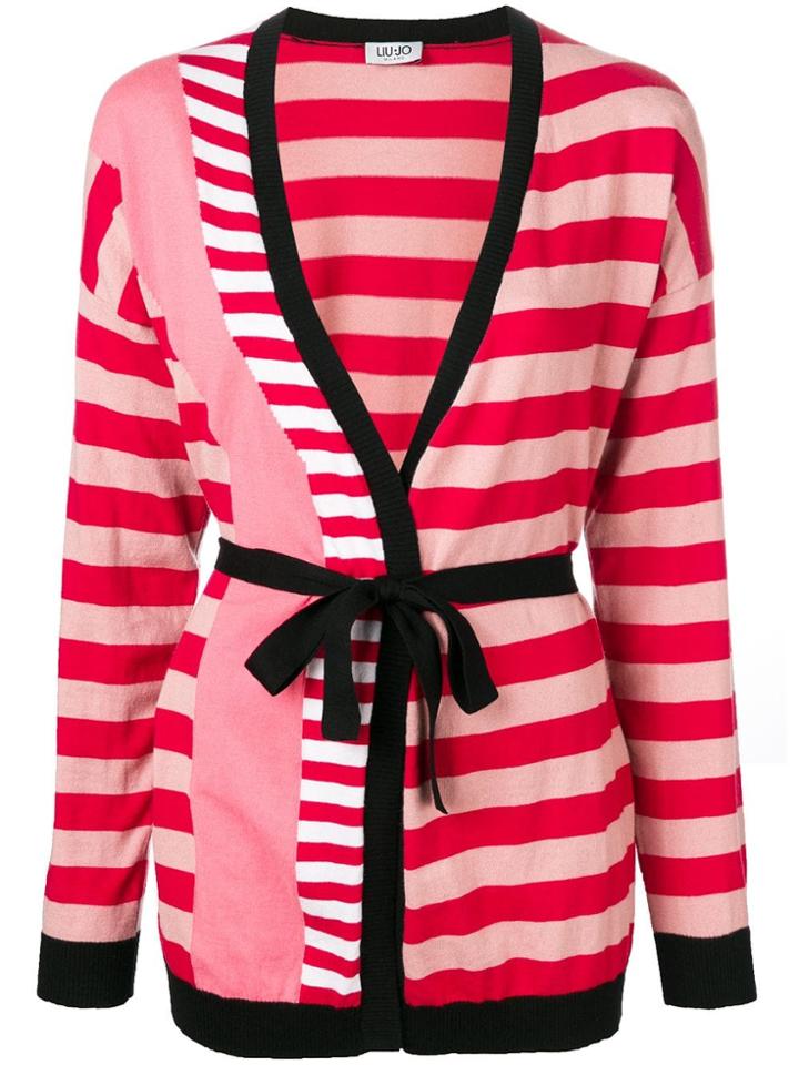 Liu Jo Striped Wrap Cardigan - Black