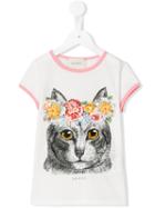 Gucci Kids Cat Print T-shirt, Girl's, Size: 10 Yrs, White