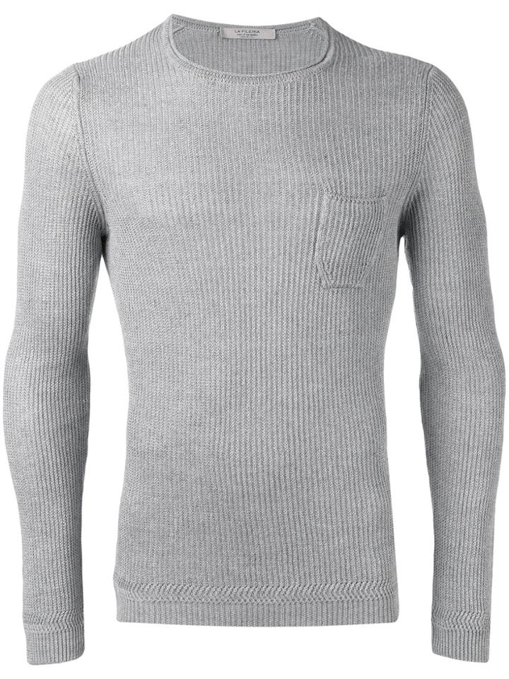 La Fileria For D'aniello Slim-fit Ribbed Jumper - Grey
