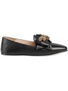 Gucci Leather Ballet Flat With Bow - Black