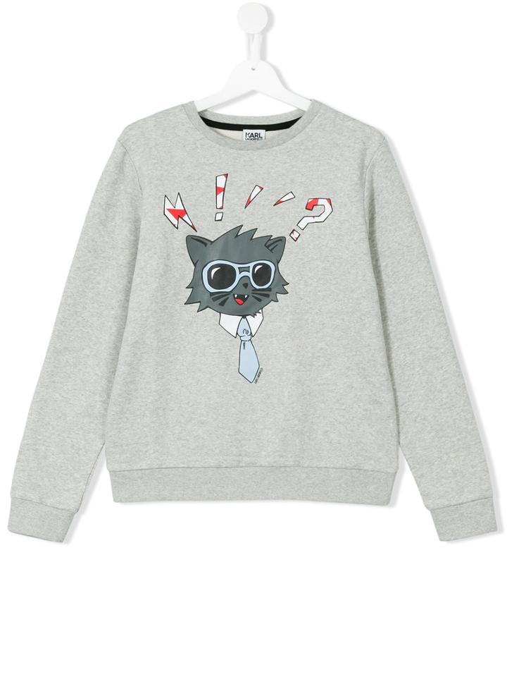 Karl Lagerfeld Kids - Cat Print Sweatshirt - Kids - Cotton/polyester - 16 Yrs, Girl's, Grey