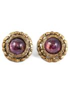 Chanel Vintage Polished Amethyst Earrings