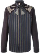 Antonio Marras Patchwork Corduroy Shirt, Men's, Size: 40, Blue, Cotton/spandex/elastane