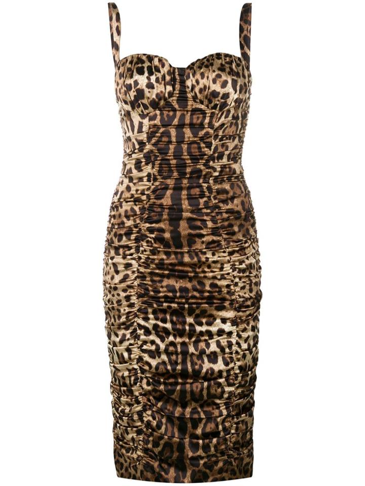 Dolce & Gabbana Leopard Print Midi Dress - Neutrals
