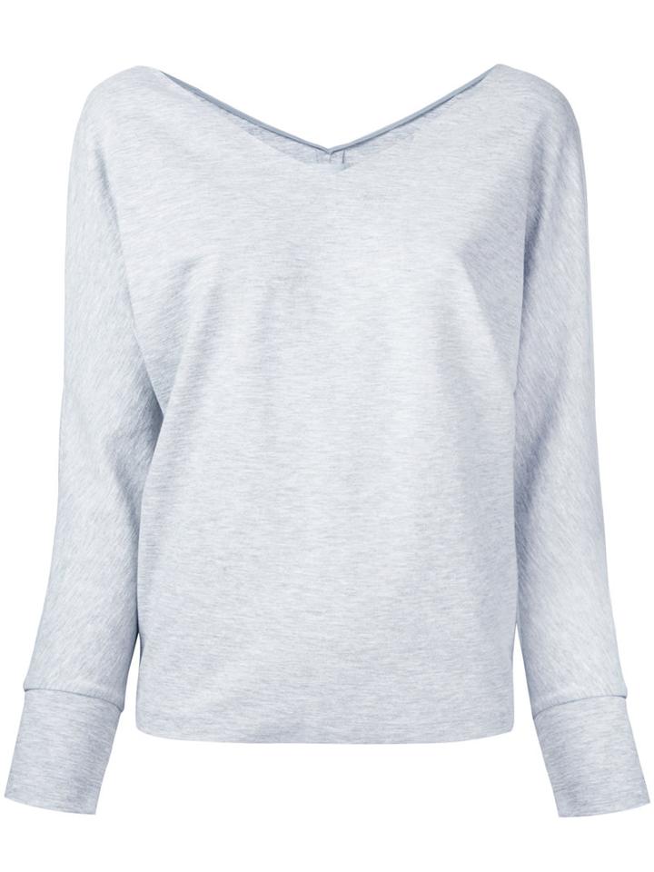 Estnation - V-neck Top - Women - Nylon/polyurethane/rayon - 38, Grey, Nylon/polyurethane/rayon