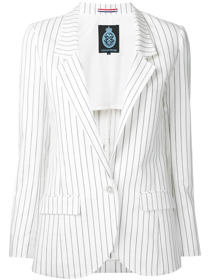 Guild Prime Striped Blazer, Women's, Size: 36, White, Cotton