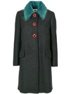 Miu Miu Flower Button Coat - Grey