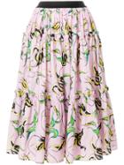 Fausto Puglisi Floral Print Full Skirt - Pink & Purple