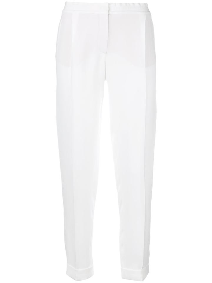 Loro Piana Slim-fit Cropped Trousers, Women's, Size: 42, White, Silk