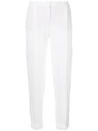 Loro Piana Slim-fit Cropped Trousers, Women's, Size: 42, White, Silk