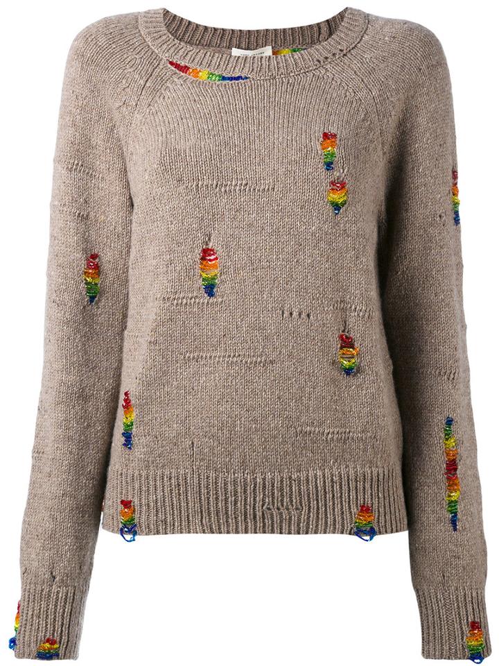 Marc Jacobs - Rainbow Beaded Jumper - Women - Polyester/cashmere/wool/glass - L, Nude/neutrals, Polyester/cashmere/wool/glass