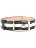 Bally Striped Belt, Men's, Size: 90, Black, Calf Leather
