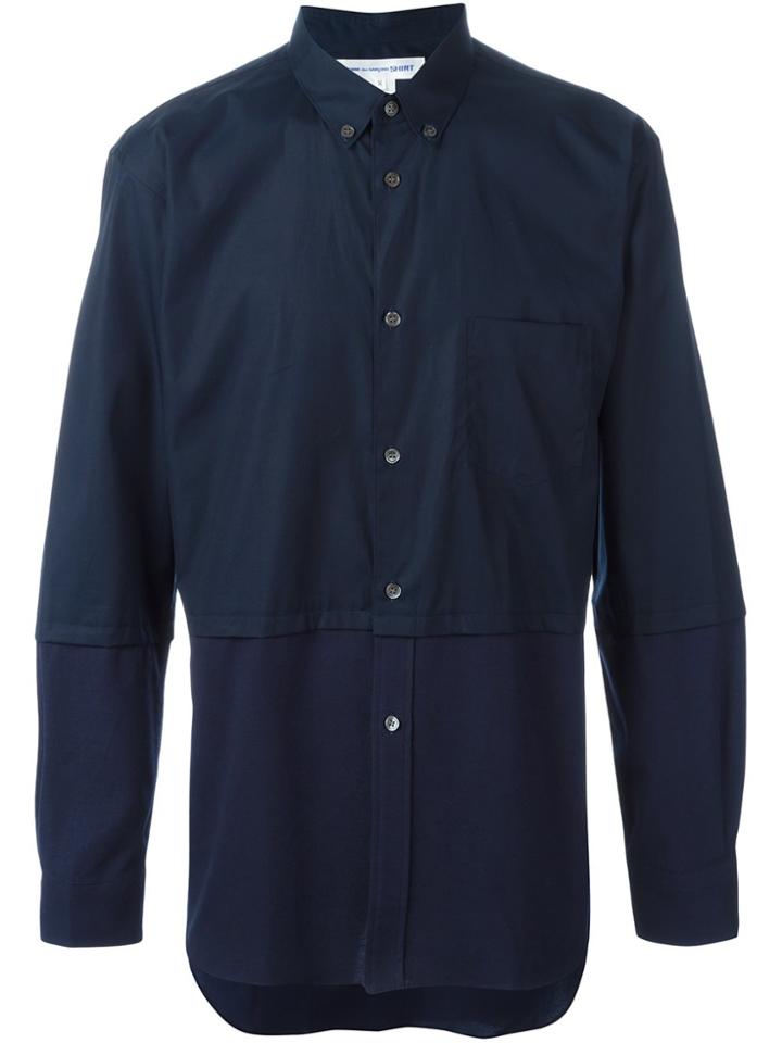 Comme Des Garçons Shirt Panelled Button Down Shirt - Blue