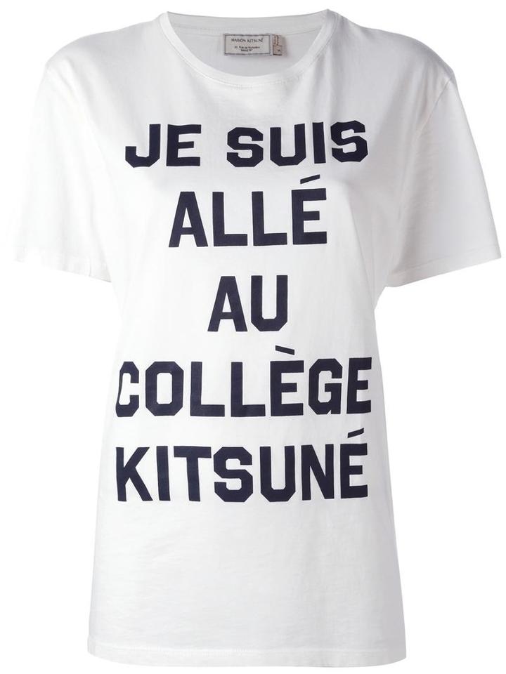 Maison Kitsuné Quote Print T-shirt, Women's, Size: Small, White, Cotton