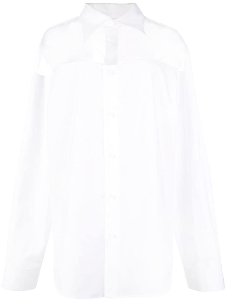 Maison Margiela Longline Sheer Panel Shirt - White