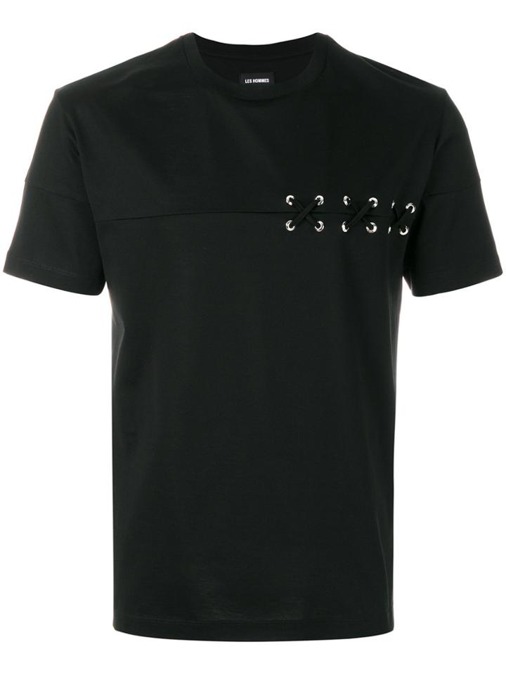 Les Hommes Lace-up T-shirt - Black