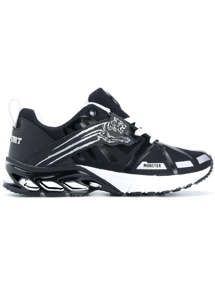 Plein Sport Leather-appliquéd Sneakers - Black