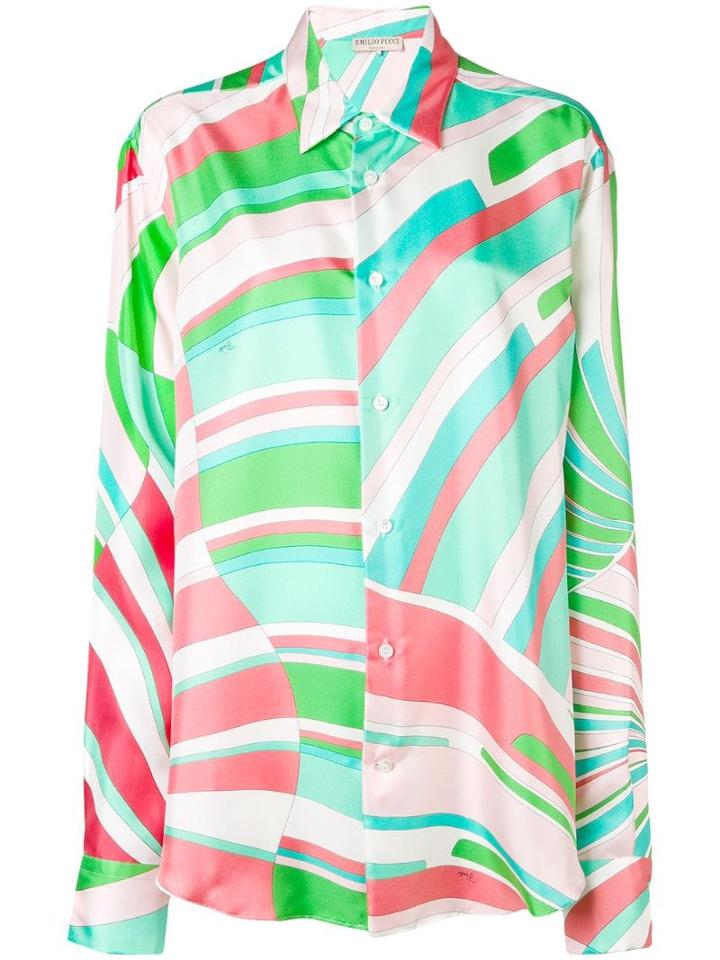 Emilio Pucci Shell Print Silk Shirt - Green
