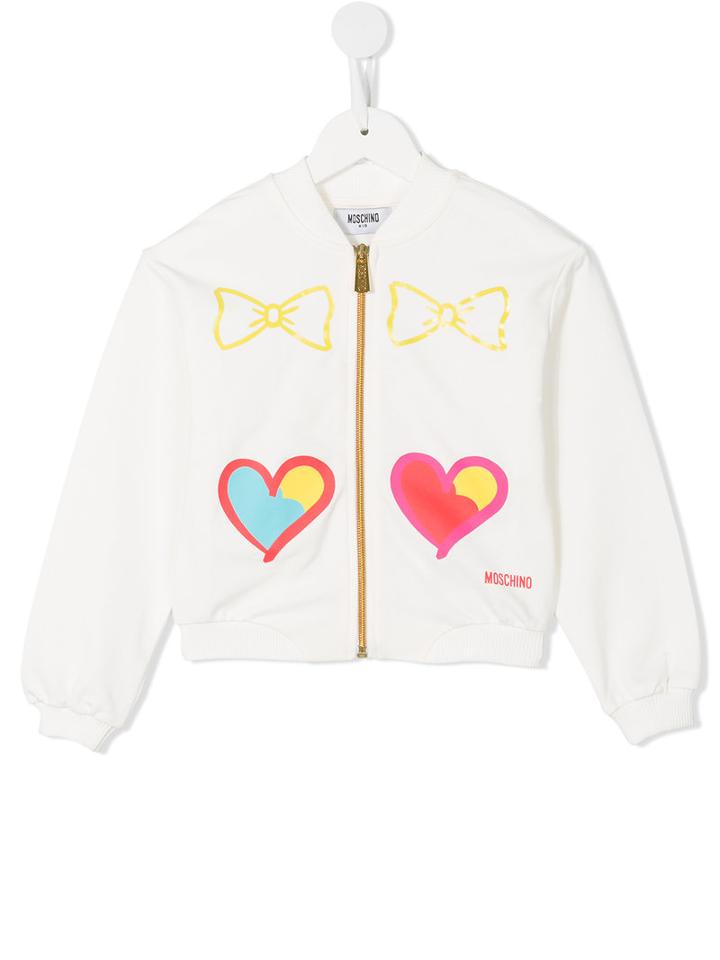 Moschino Kids Heart And Bow Cardigan, Toddler Girl's, Size: 5 Yrs, Nude/neutrals