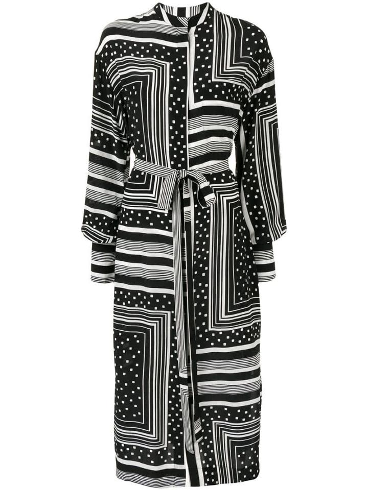Co Mixed Print Shirt Dress - Black
