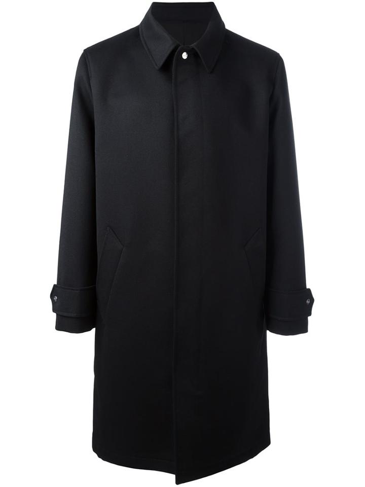 Ami Alexandre Mattiussi Single Breasted Coat, Men's, Size: 46, Black, Cotton/polyester/acetate/wool