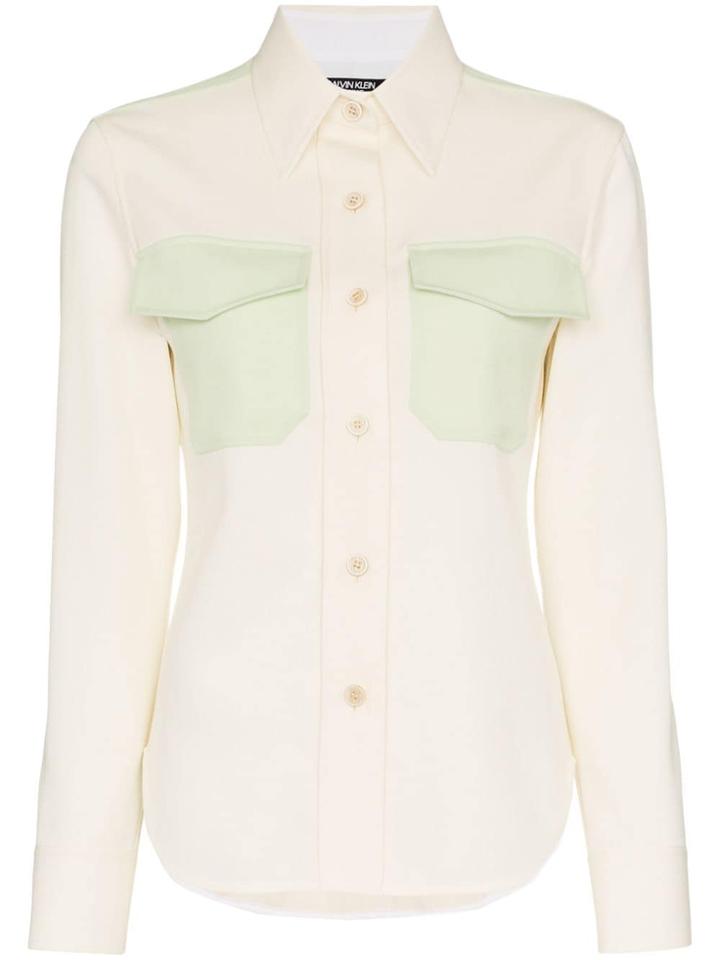 Calvin Klein 205w39nyc Contrast Insert Wool Western Shirt - White