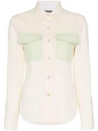 Calvin Klein 205w39nyc Contrast Insert Wool Western Shirt - White