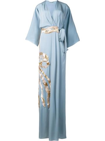 Vionnet Metallic Detailing V-neck Dress, Women's, Size: 40, Blue, Silk/spandex/elastane