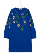 Marni Kids Teen Floral Embroidered Sweatshirt - Blue