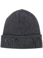 Moschino Rolled Logo Beanie - Grey