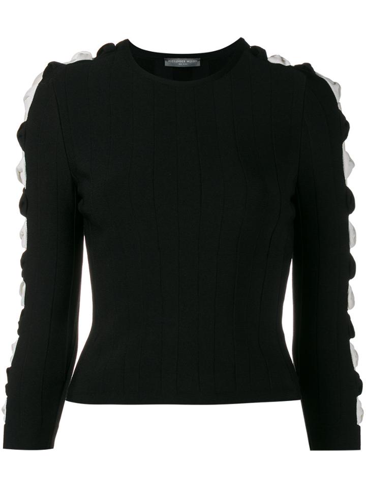 Alexander Mcqueen Ribbed Cut-out Sleeve Jumper - Black
