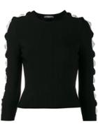 Alexander Mcqueen Ribbed Cut-out Sleeve Jumper - Black