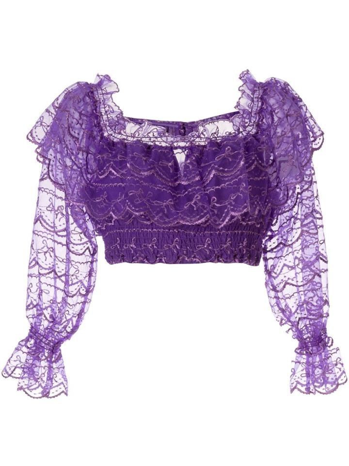 Alice Mccall Satellite Of Love Cropped Lace Top - Purple