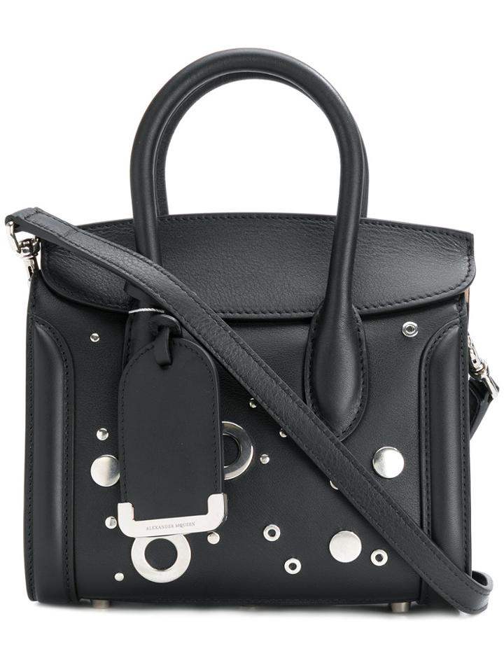 Alexander Mcqueen Eyelet Embellished Mini Tote - Black