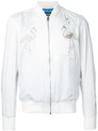 Diesel Flamingos Bomber Jacket, Men's, Size: Large, White, Polyester/cotton