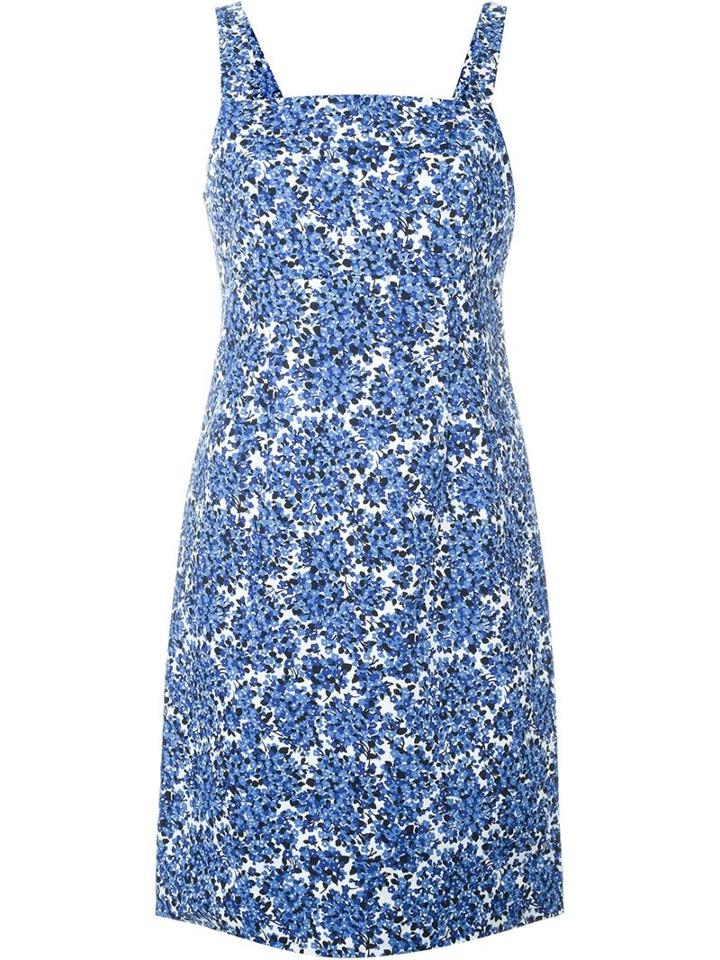 Michael Michael Kors Floral Print Sleeveless Dress, Women's, Size: 4, Blue, Cotton/spandex/elastane/polyester